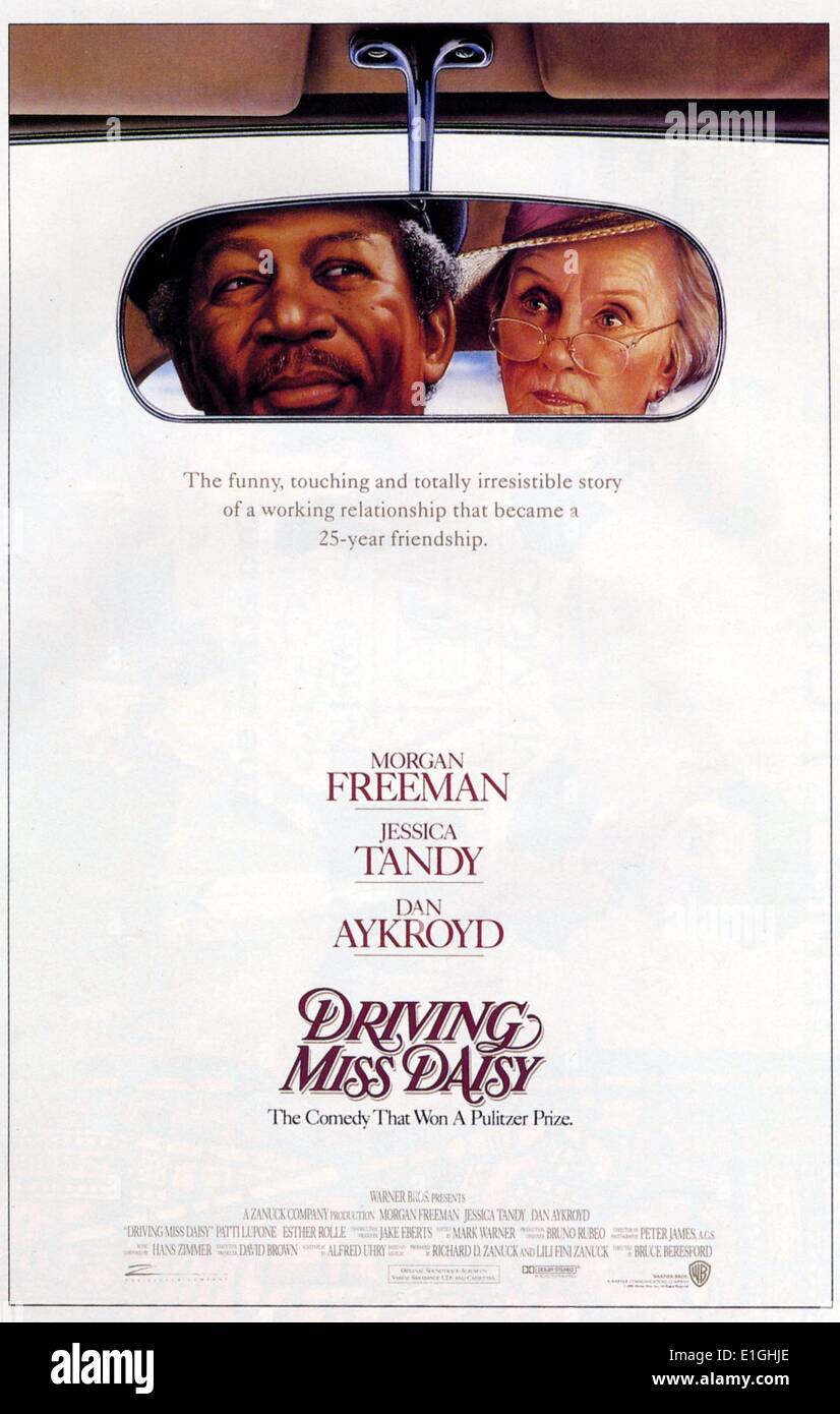 Driving Miss Daisy a 1989 American comedy-drama film starring Morgan Freeman, Jessica Tandy and Dan Aykroyd. Stock Photo