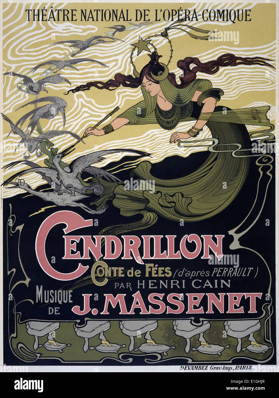 Cendrillon (Cinderella) is an opera—described as a 'fairy tale'—in four acts by Jules Massenet to a French libretto by Henri Caïn based on Perrault's 1698 version of the Cinderella fairy tale. It was given its premiere performance on 24 May 1899 in Paris. Stock Photo