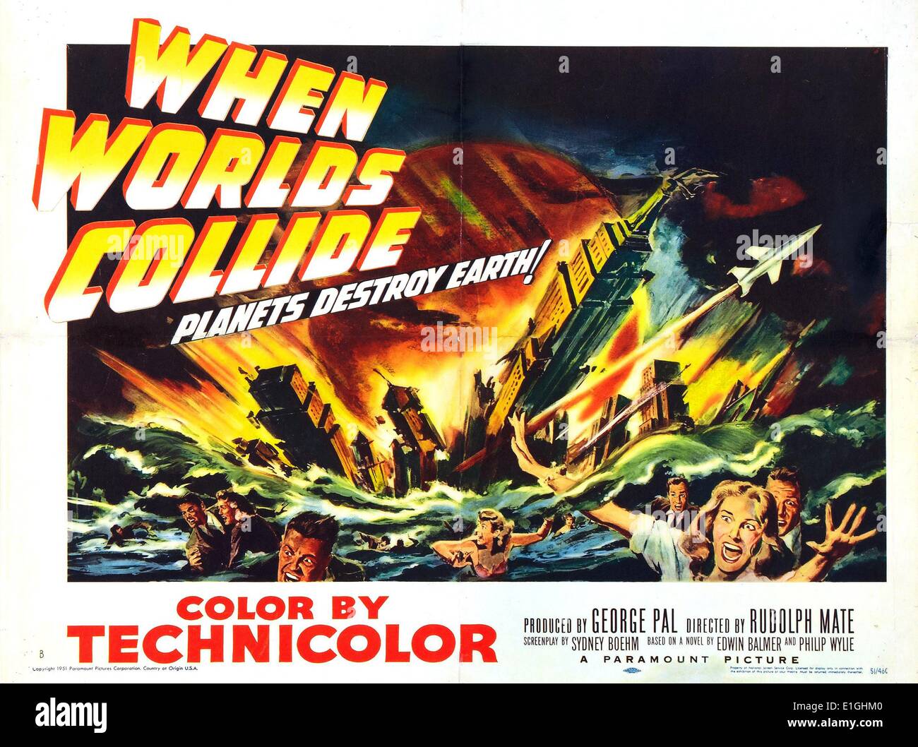 When Worlds Collide a 1951 science fiction film based on the 1933 novel. Stock Photo