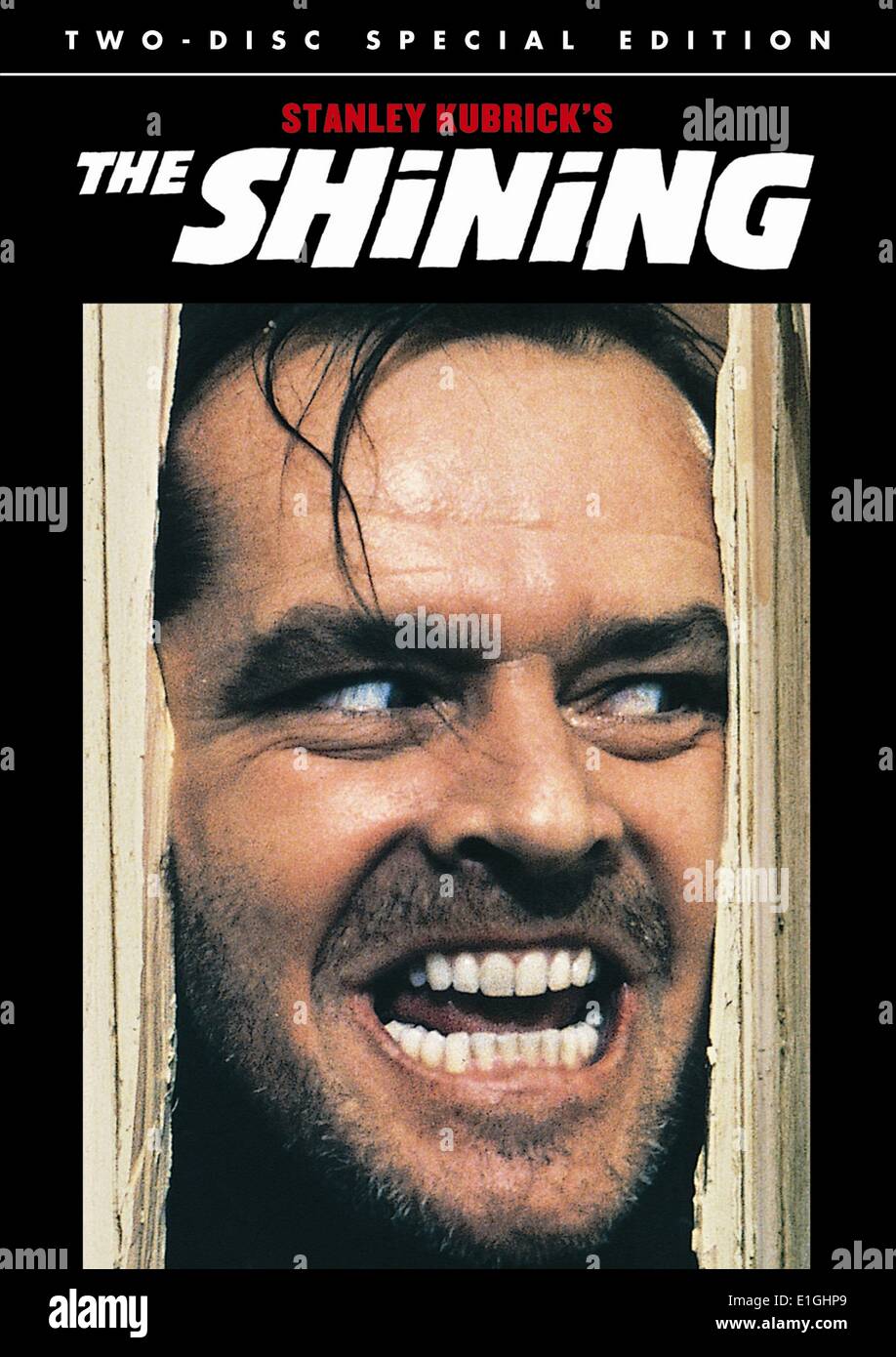 The Shining. A 1980 British-American psychological horror film produced and directed by Stanley Kubrick, co-written with novelist Diane Johnson, and starring Jack Nicholson Stock Photo