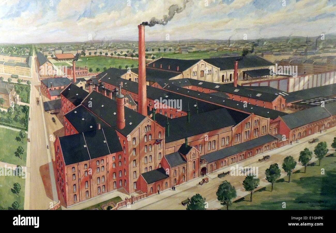 Early twentieth century factory, Norwegian, 1914 Stock Photo