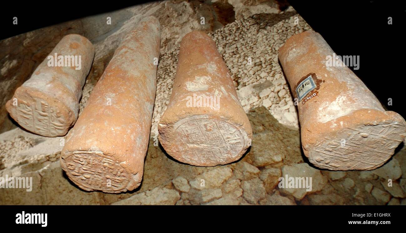 Egyptian funerary cones from tombs at Thebes Egypt. Funerary cones