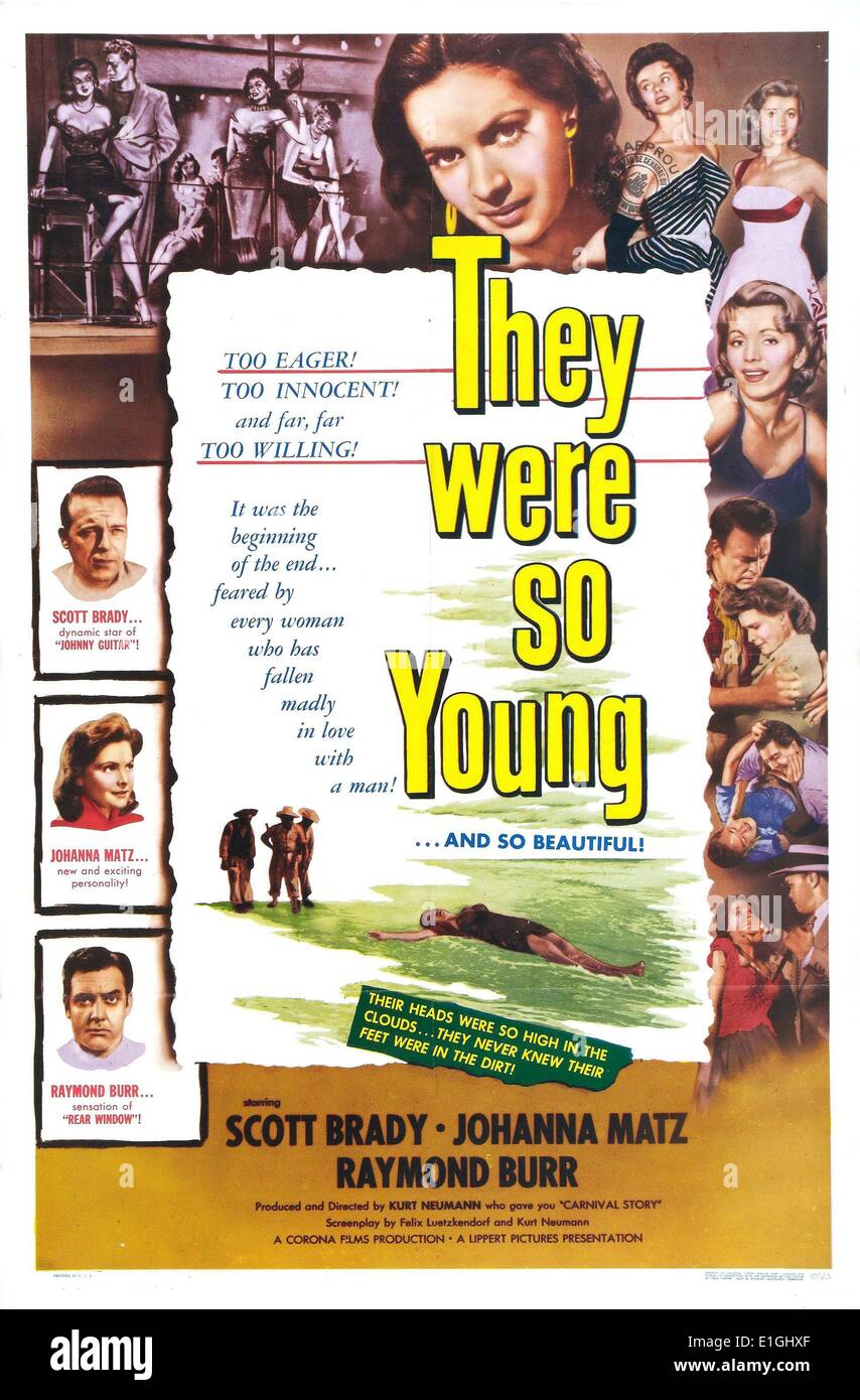 They Were So Young starring Raymond Burr, Scott Brady, Johanna Matz, Gert Frobe and Kurt Meisel Stock Photo