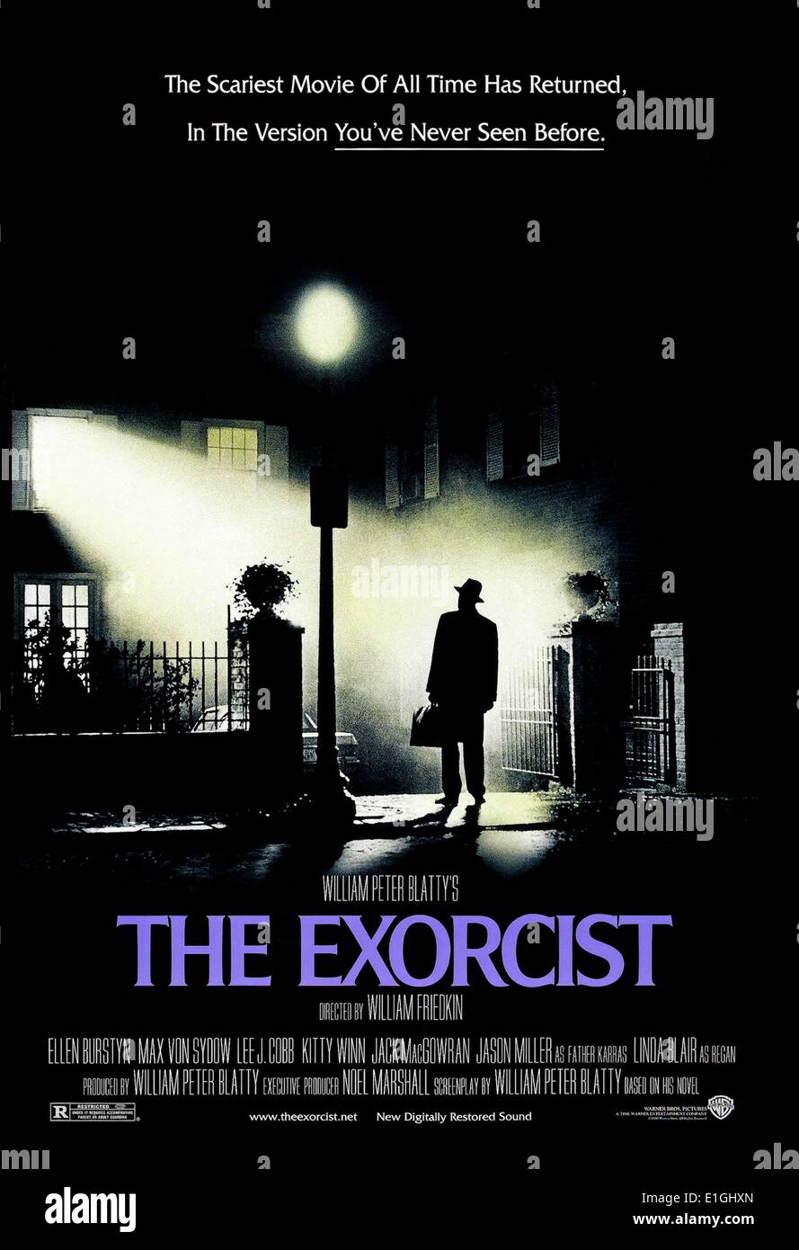 The Exorcist a 1973 American supernatural horror film starring Linda Blair and Max von Sydow. Stock Photo