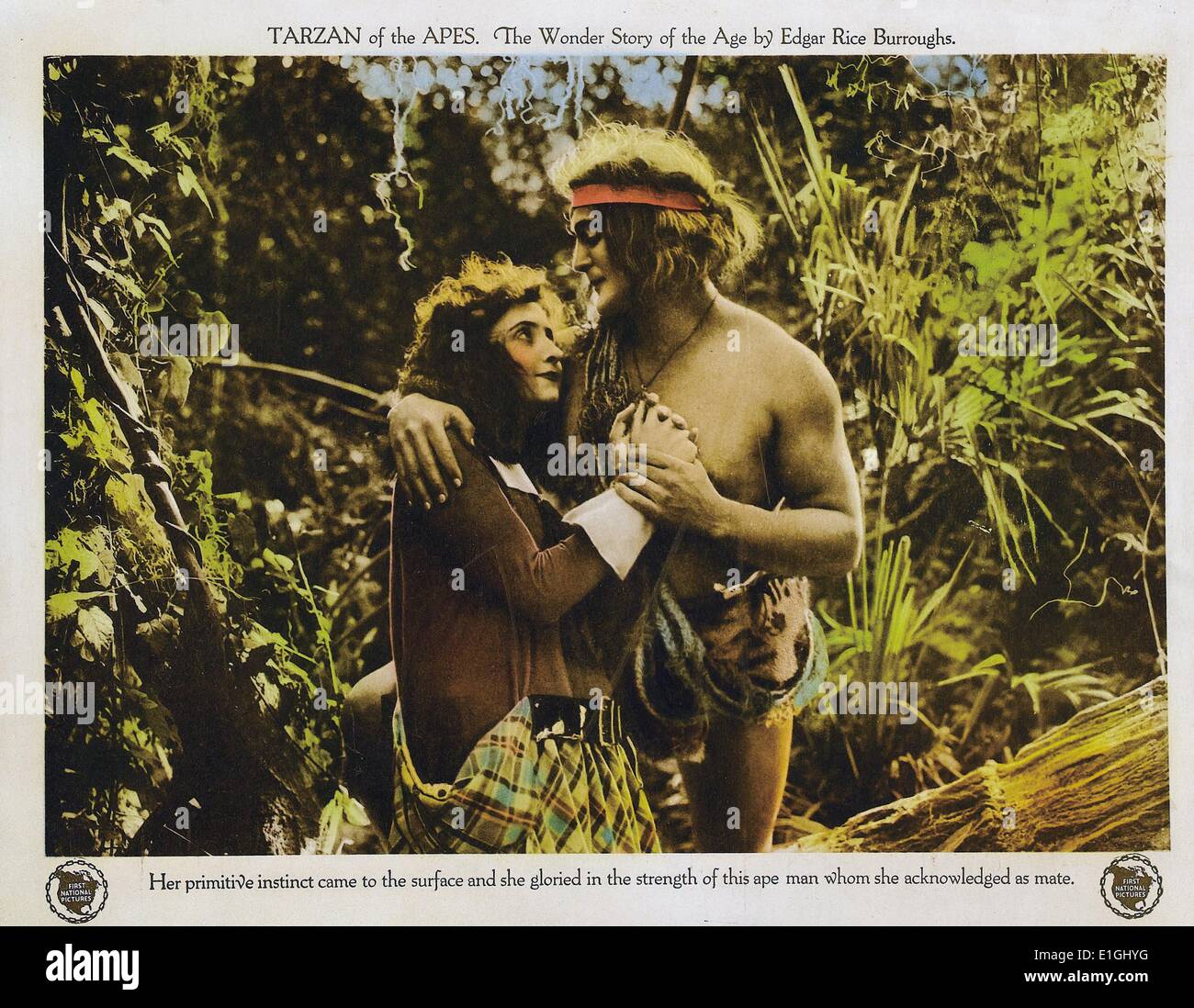 Tarzan of the Apes a 1918 American, action/adventure silent film. Stock Photo