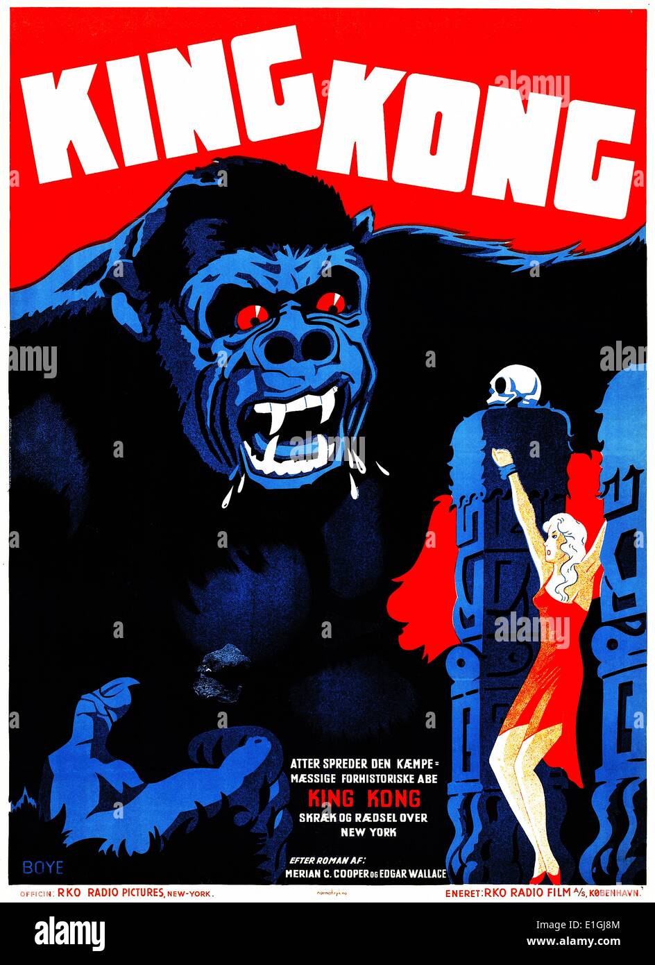 King Kong, a giant movie monster that has appeared in several movies since 1933. Stock Photo