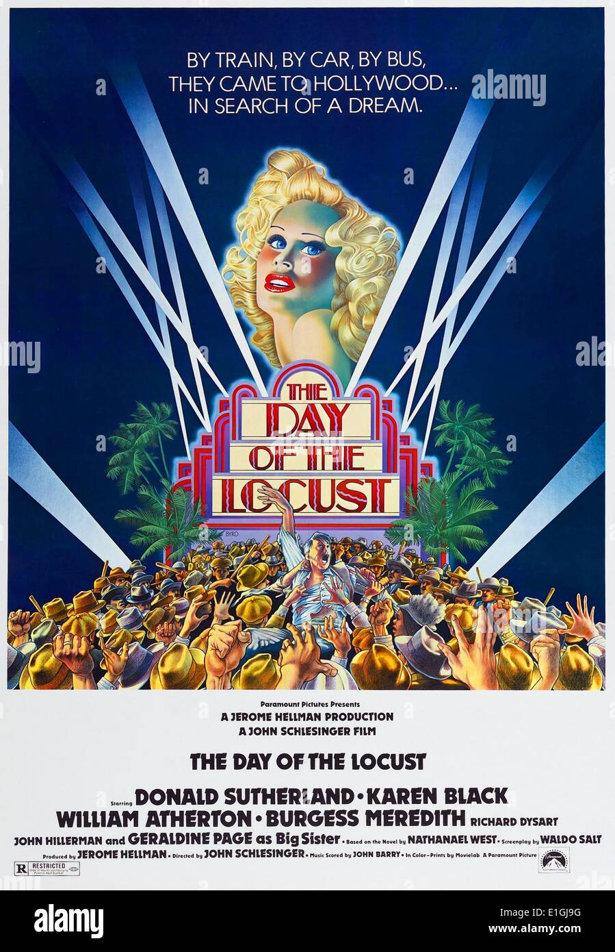 The Day of the Locust a 1975 American drama film starring Donald Sutherland and Karen Black. Stock Photo