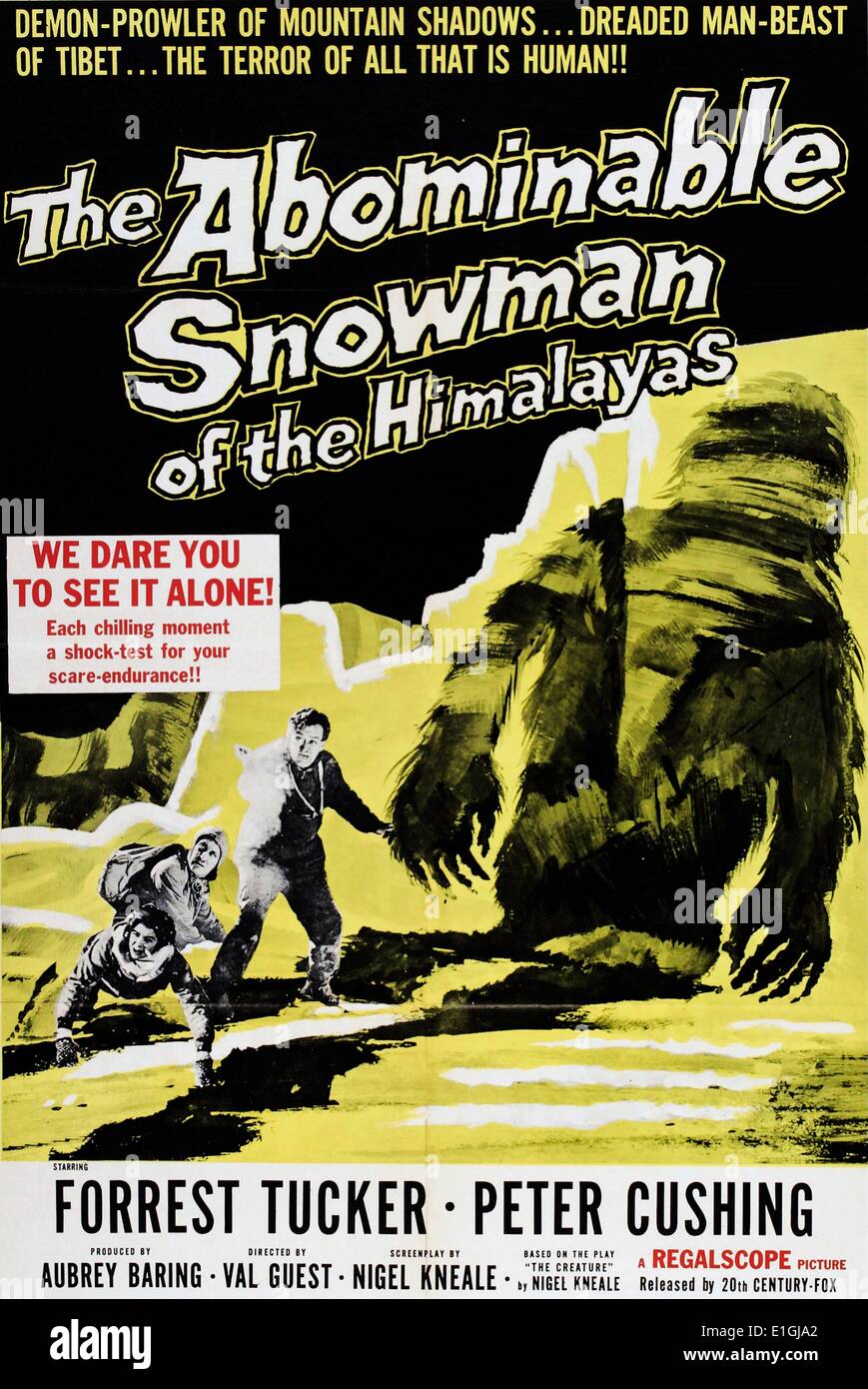 The Abominable Snowman of the Himalayas a 1957 British horror film. Stock Photo