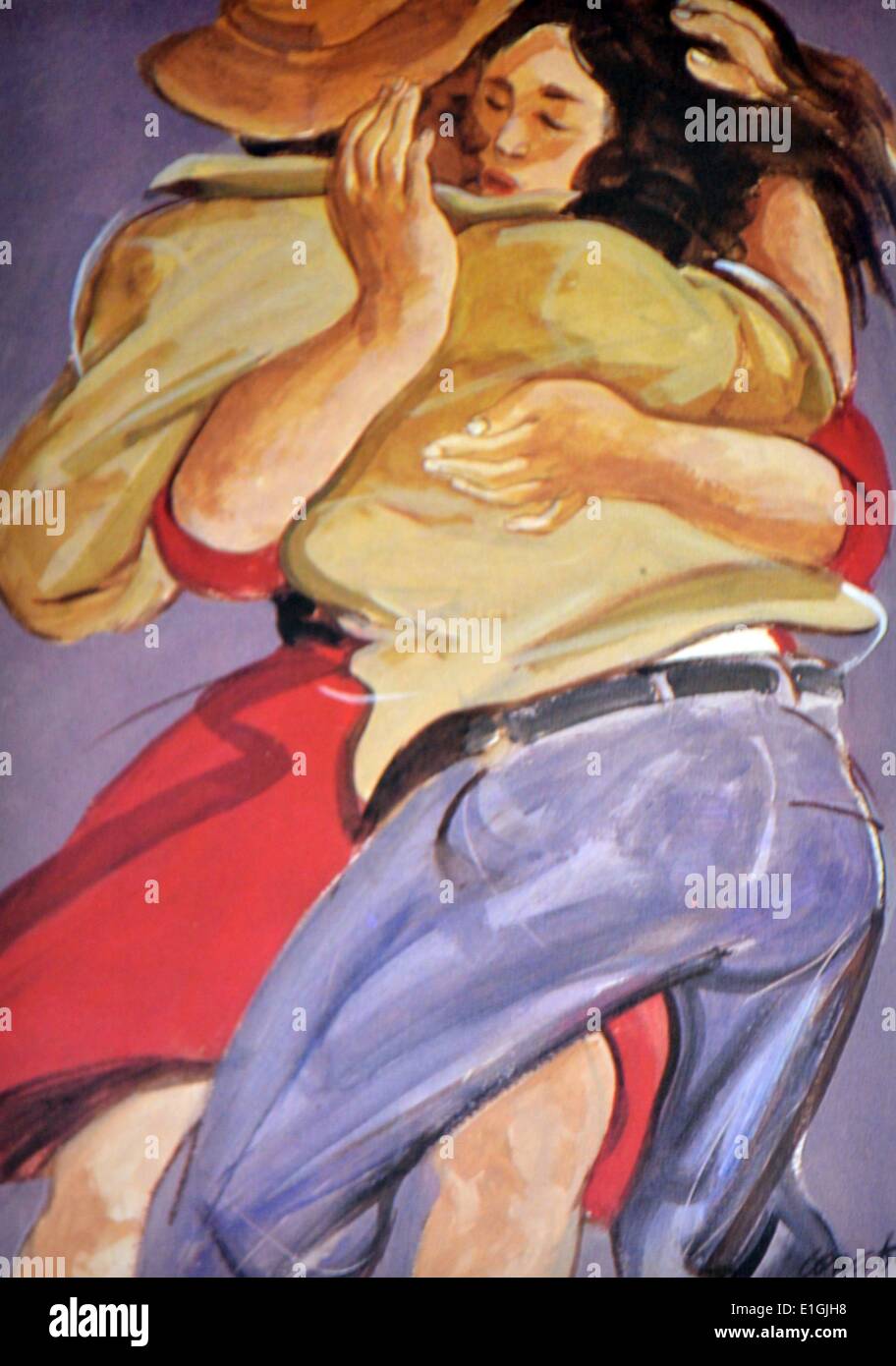 Bencab, Dancing Partners, 1991, Acrylic on canvas. Stock Photo
