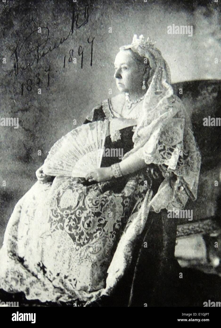 Queen Victoria (Alexandrina Victoria; 24 May 1819 – 22 January 1901) was the monarch of the United Kingdom of Great Britain and Ireland from 20 June 1837 until her death. From 1 May 1876, she used the additional title of Empress of India. Stock Photo