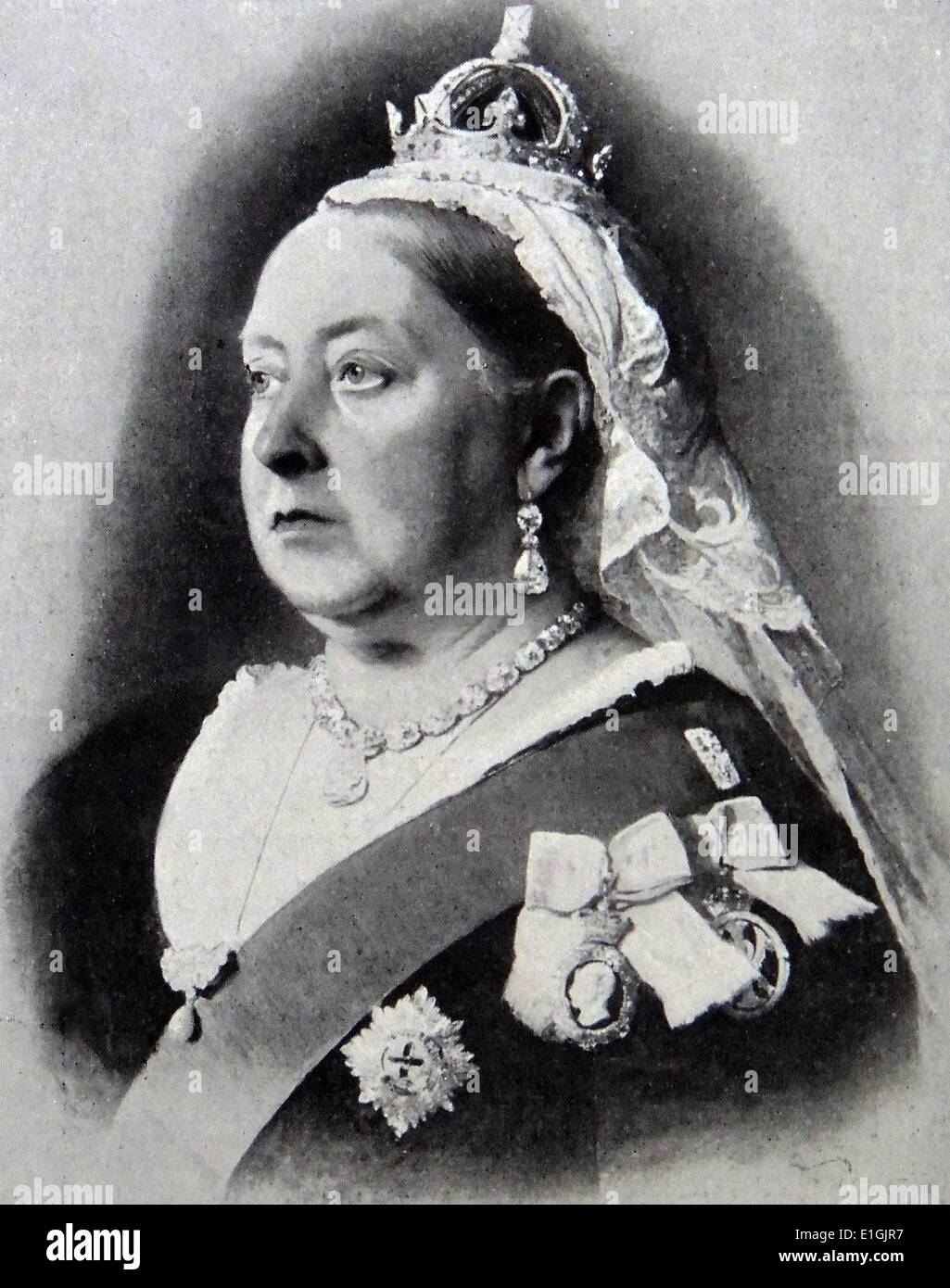 Queen Victoria (Alexandrina Victoria; 24 May 1819 – 22 January 1901) was the monarch of the United Kingdom of Great Britain and Ireland from 20 June 1837 until her death. From 1 May 1876, she used the additional title of Empress of India. Stock Photo