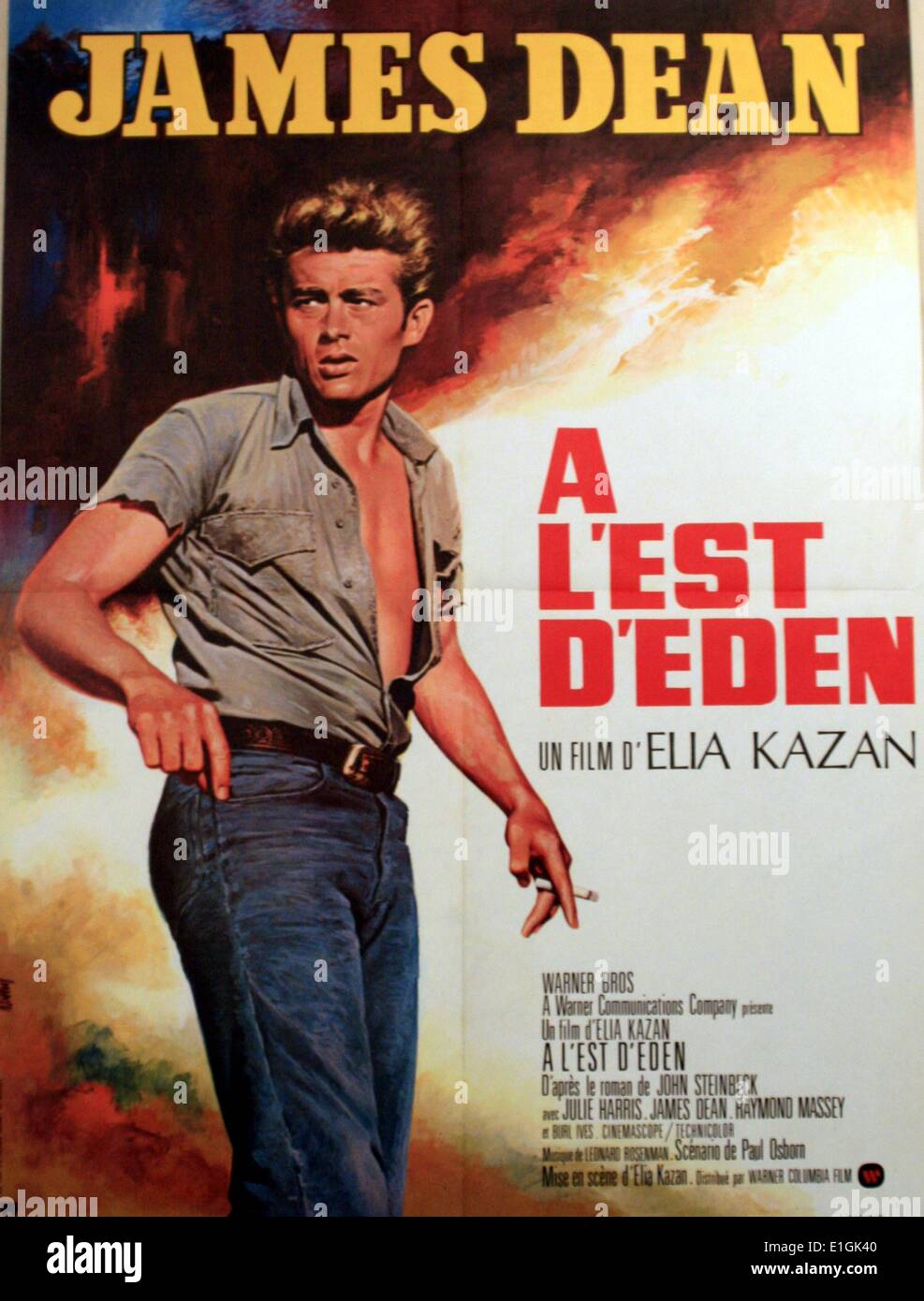 A L'est D'Eden (English : East of Eden) a 1955 film, loosely based on the second half of the novel with the same name by John Steinbeck, starring Julie Harris and James Dean. Stock Photo
