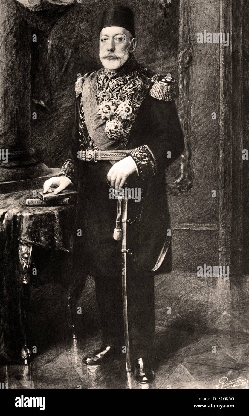 Mehmed V Reshad November 1844 – 3/4 July 1918) 35th Ottoman Sultan. He was the son of Sultan Abdülmecid I. He was succeeded by his half-brother Mehmed VI. Stock Photo