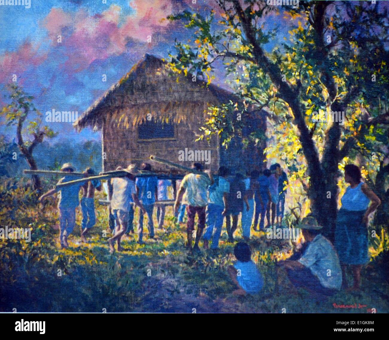 Eduardo J Perrenoud 'Bayanihan (cooperative endeavour) 1987, oil on