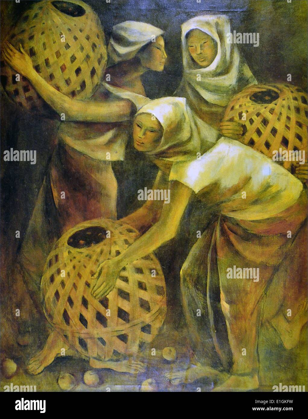 Anita Magsaysay-Ho, Good Harvest, 1970. Oil on canvas. Stock Photo