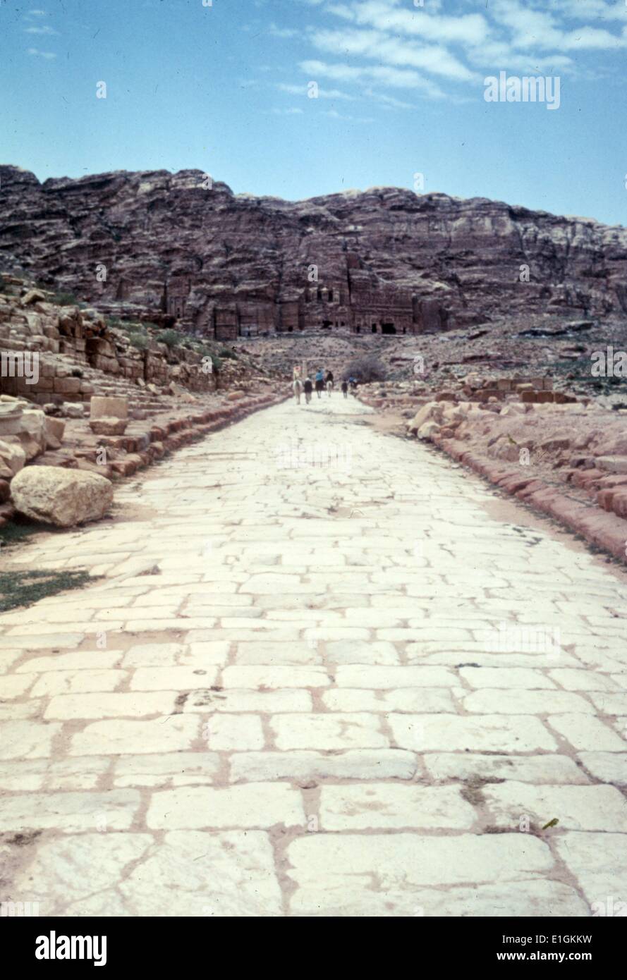Petra. Petra. Roman road, Jordan. circa Stock Photo