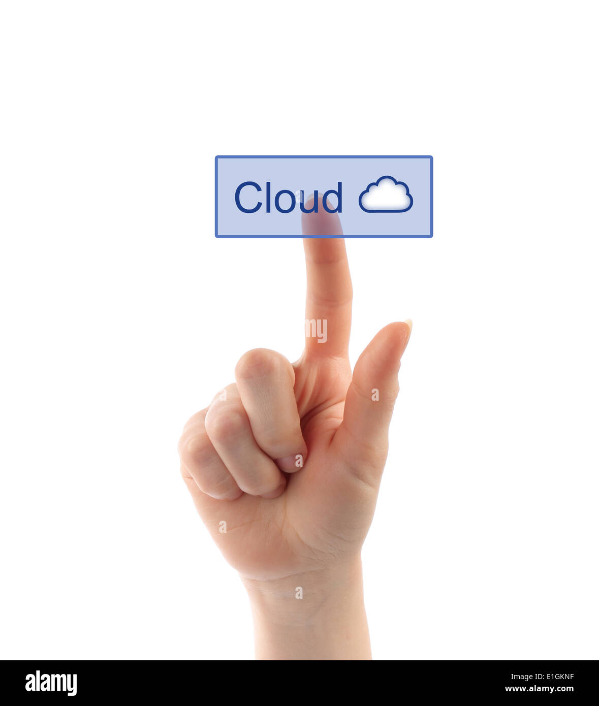 Cloud computing concept with hand on white background Stock Photo - Alamy