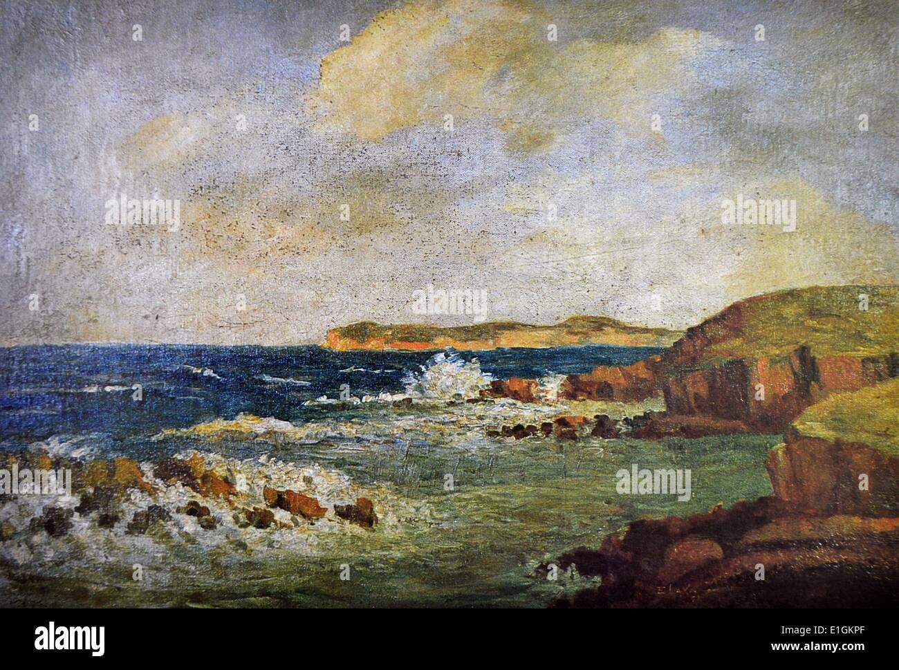 Elias Laxa, Seascape, 1951.  Oil on canvas. Stock Photo