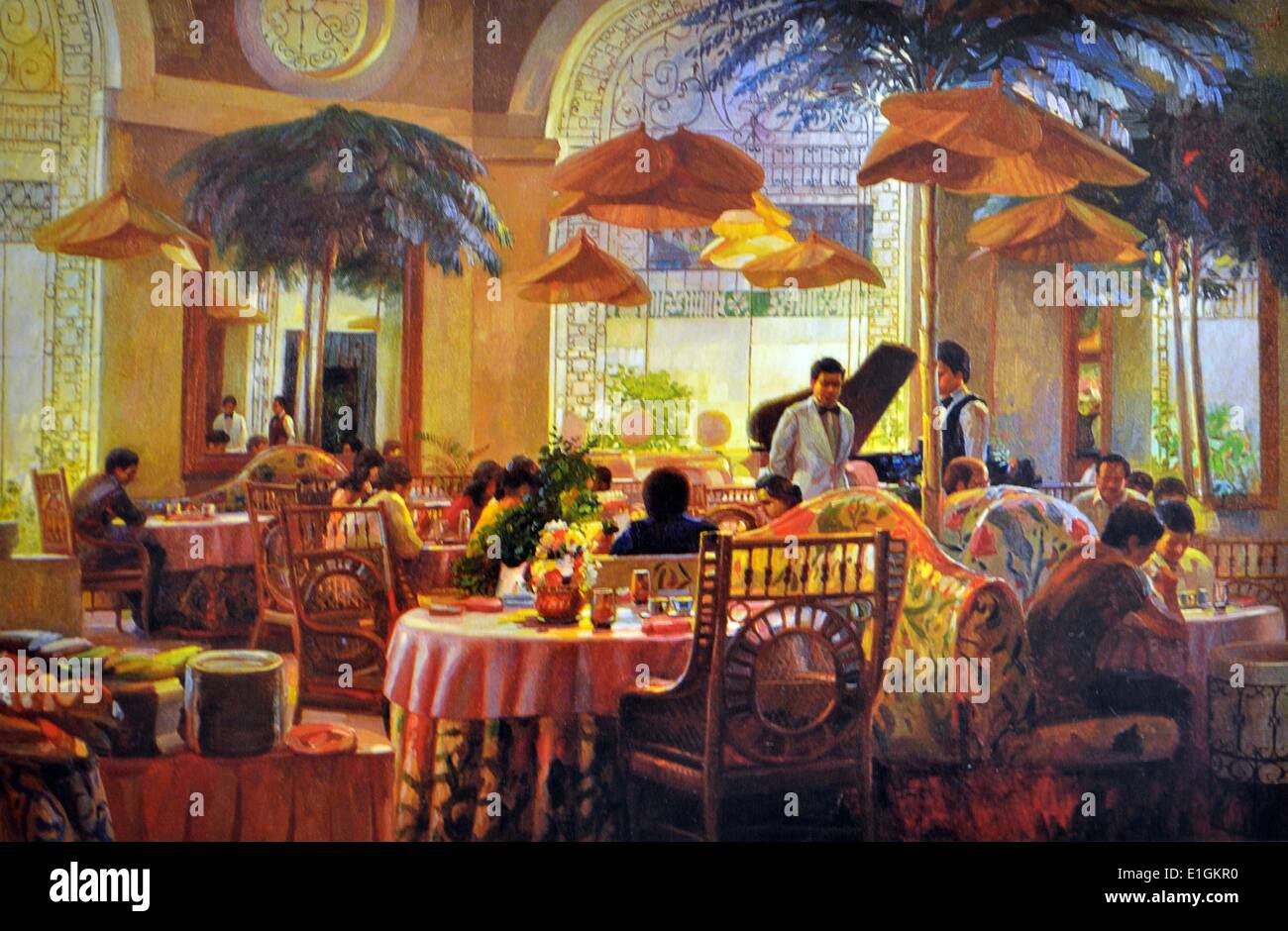 Sofronio Y. Mendoza, Champagne Room. 1980. Oil on canvas. Stock Photo