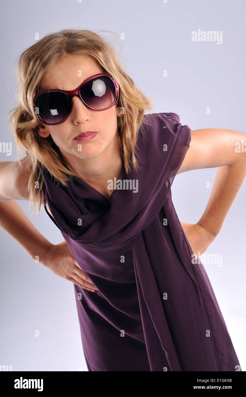 Young girl dressing up Stock Photo