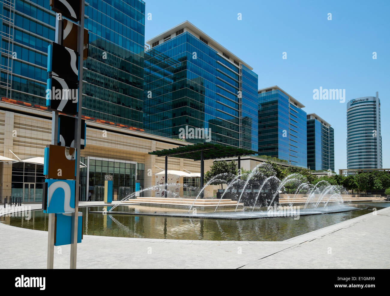 View of new commercial property developments at Downtown Jebel Ali in