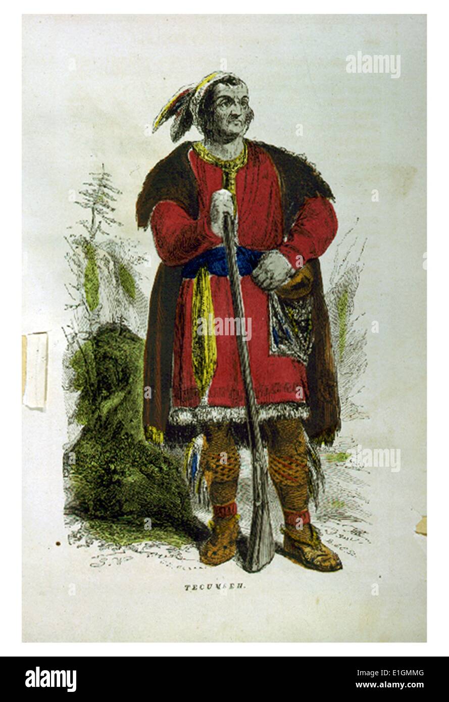 Print shows Tecumseh, full-length portrait, standing, facing slightly right, holding rifle. Stock Photo