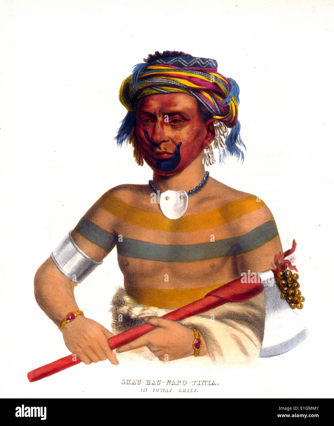 Shau-Hau-Napo-Tinia. An Ioway chief by John Bowen, approximately 1801-1856 Stock Photo