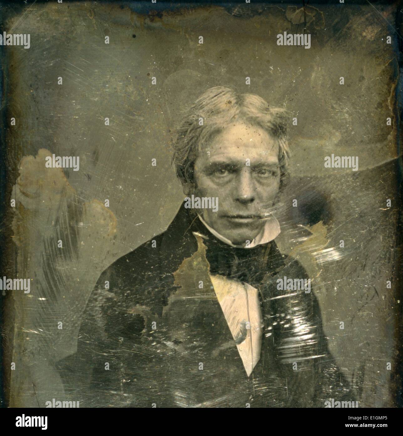 Photographic print of Michael Faraday (1791-1867) an English scientist who contributed to the fields of electromagnetism and electrochemistry. Dated 1850 Stock Photo