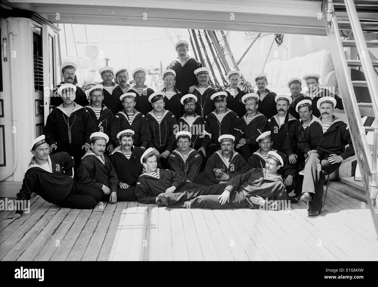 Photograph of sailors of the Russian Navy. Dated 1893 Stock Photo