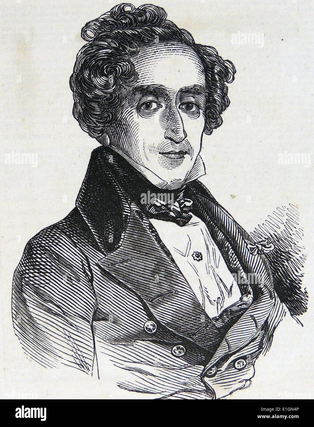 Giacomo Meyerbeer (1794-1864) German operatic composer. Engraving 1846. Stock Photo