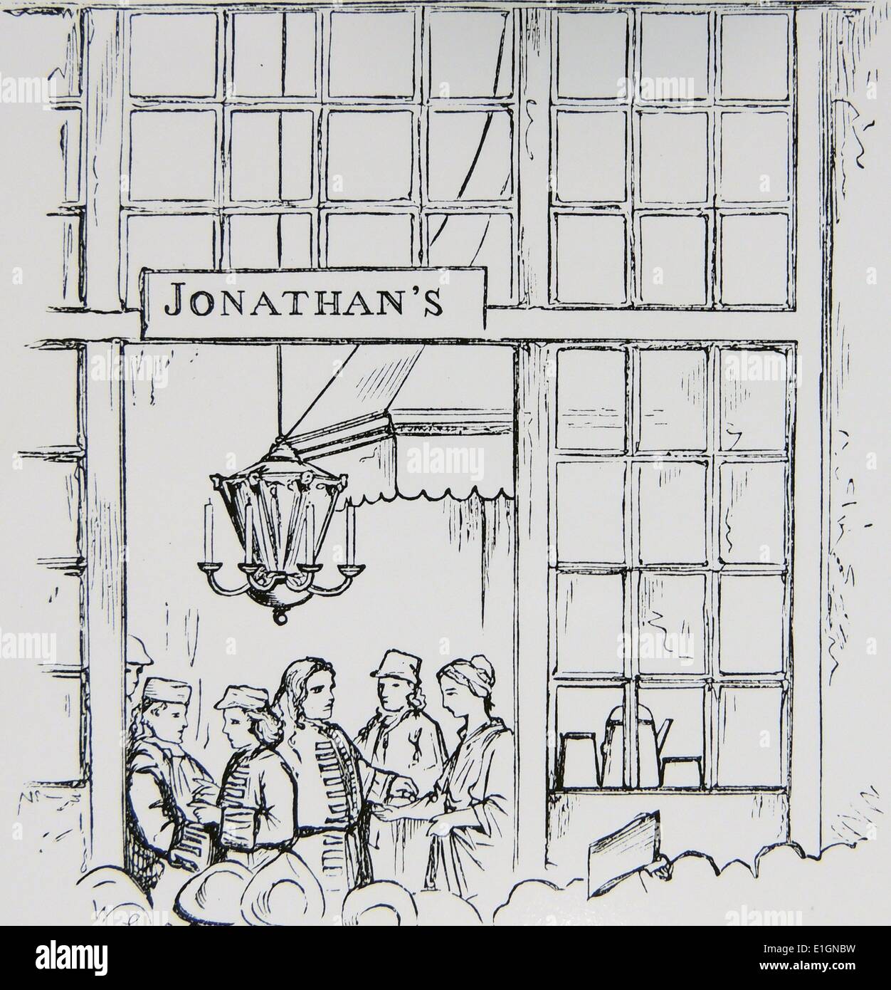 Jonathan's coffee house, 'Change Alley', London, England, in the