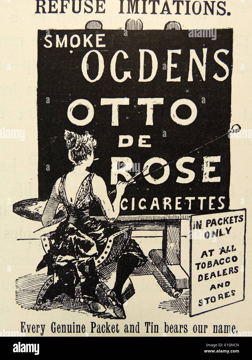 Advertisement for 'Otto de Rose' cigarettes by Ogdensfrom ''The Illustrated London News'', London, 1892 Stock Photo