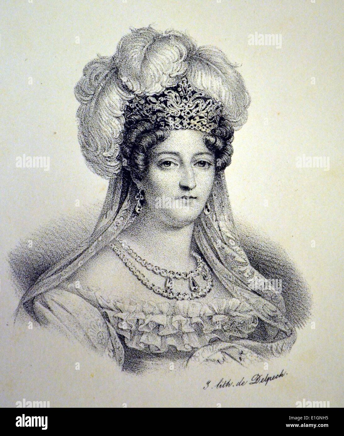 Marie Therese Charlotte, Duchess of Angouleme (1778-1851) edest child of Louis XVI of France. As wife of the heir apparent she was known as La Dauphine after the Bourbon Restoration in 1814 until the 1830 Revolution.   Lithograph, Paris, c1840. Stock Photo