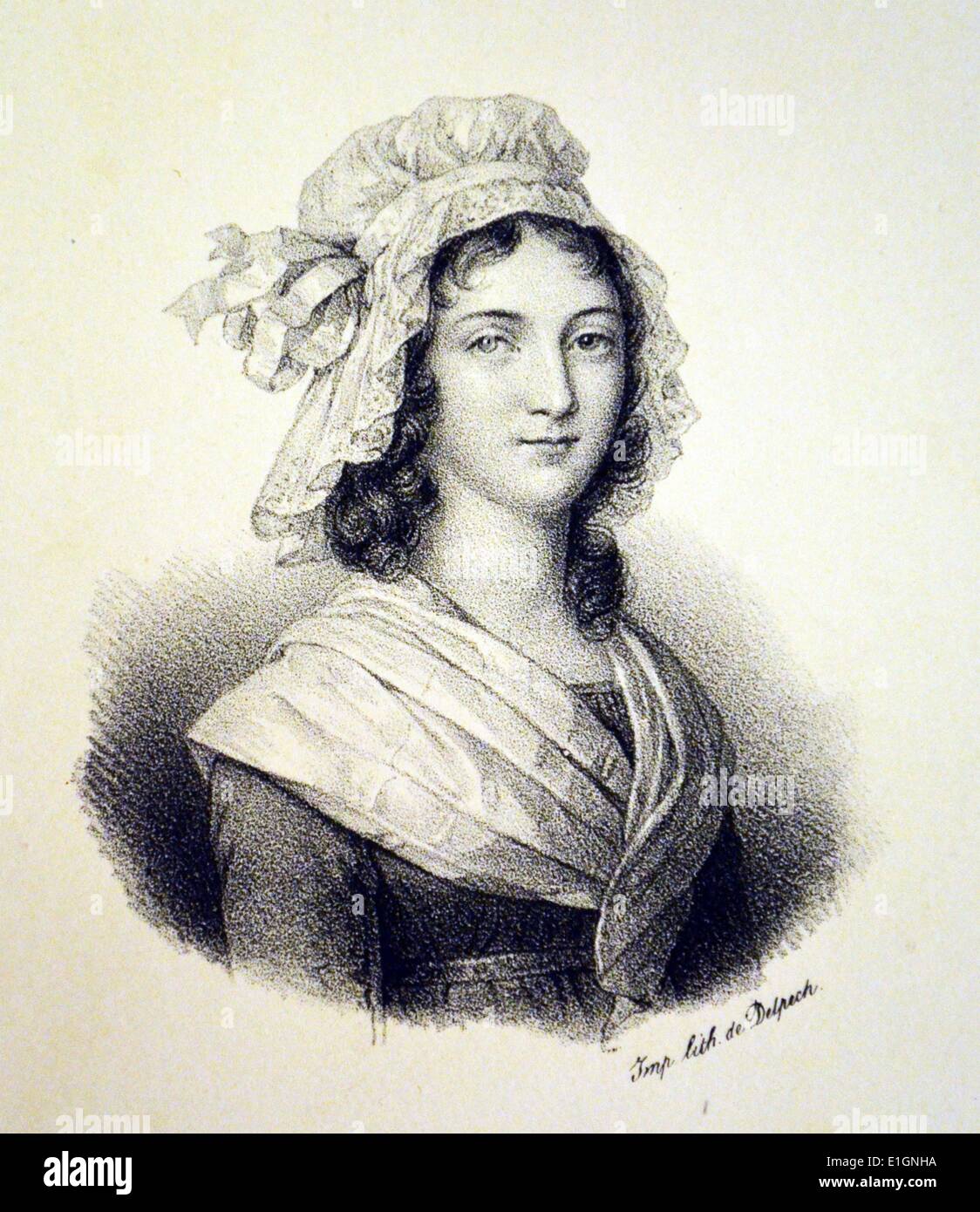Charlotte Corday (1768-1793) assassin of the French Revolutionary, Jean Paul Marat. Lithograph, Paris, c1840. Stock Photo
