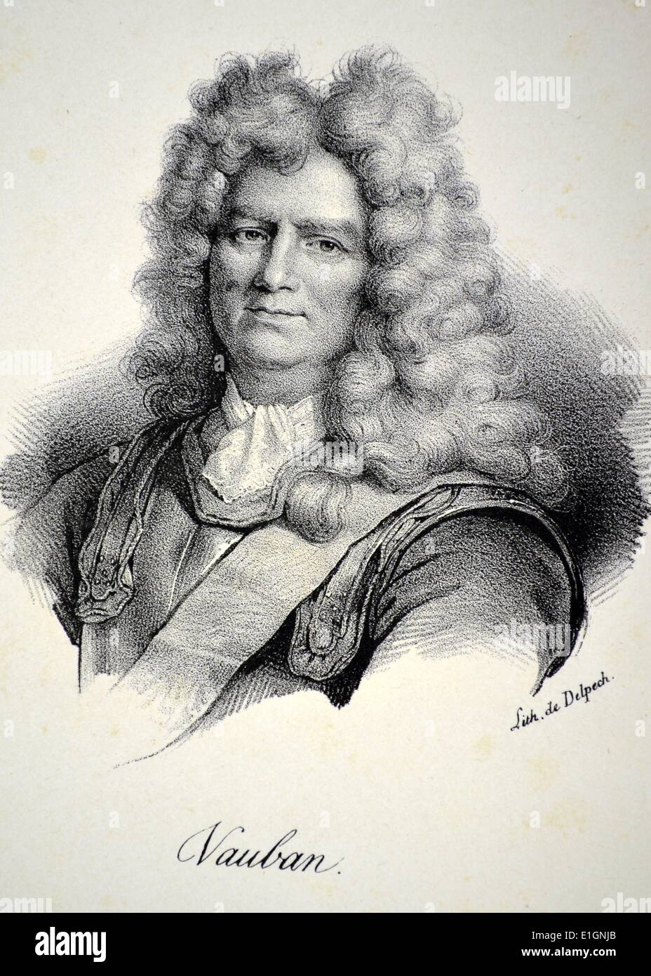 Sebastian le Prestre de Vauban (1633-1707) French miiitary engineer and Marshal of France. Lithograph, Paris, c1840. Stock Photo