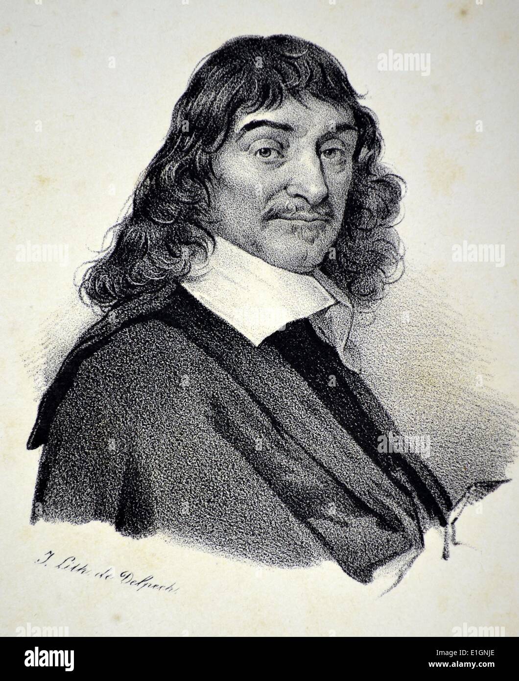 Rene Descartes (1596-1650) French m,athematician and philosopher. Lithograph, Paris, c1840.