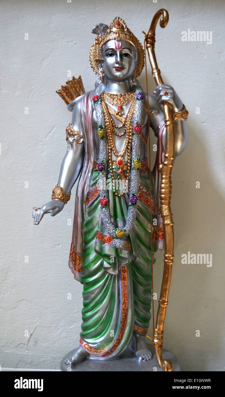 Rama or Ram, the seventh avatar of the Hindu god Vishnu. Rama is also the hero of the Hindu epic Ramayana. One of the many popular figures and deities in Hinduism Stock Photo