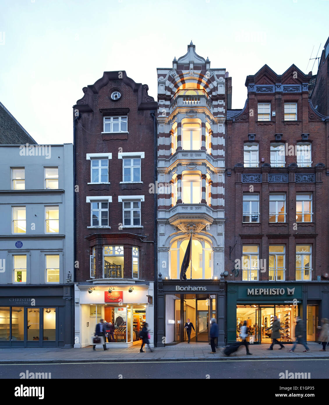 Bonhams New Bond Street HQ London, London, United Kingdom. Architect: Lifschutz Davidson Sandilands, 2013. Listed facades from N Stock Photo