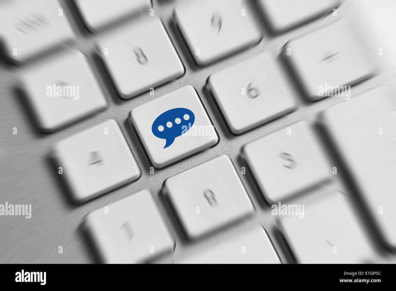 Social Media button on a keyboard showing the chat icon Stock Photo - Alamy