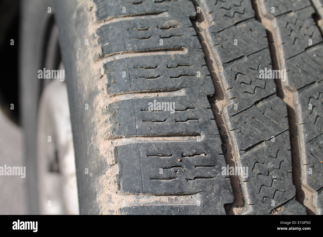 Macro shot of a car tire Stock Photo