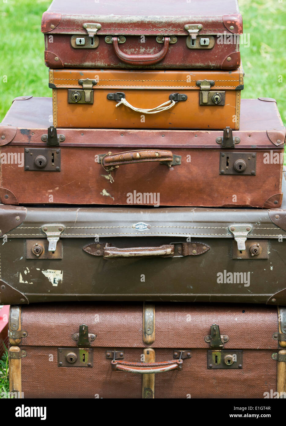 Retro vintage suitcases Stock Photo