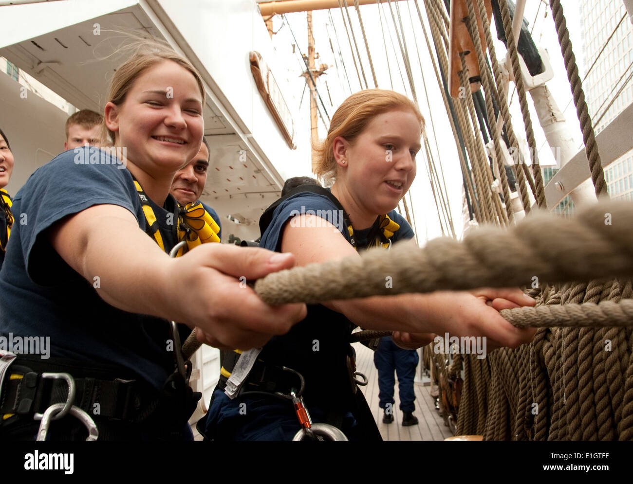 U.S. Coast Guard Cadets 3rd Class Audria Ward, left, and Kelcie LaRoche