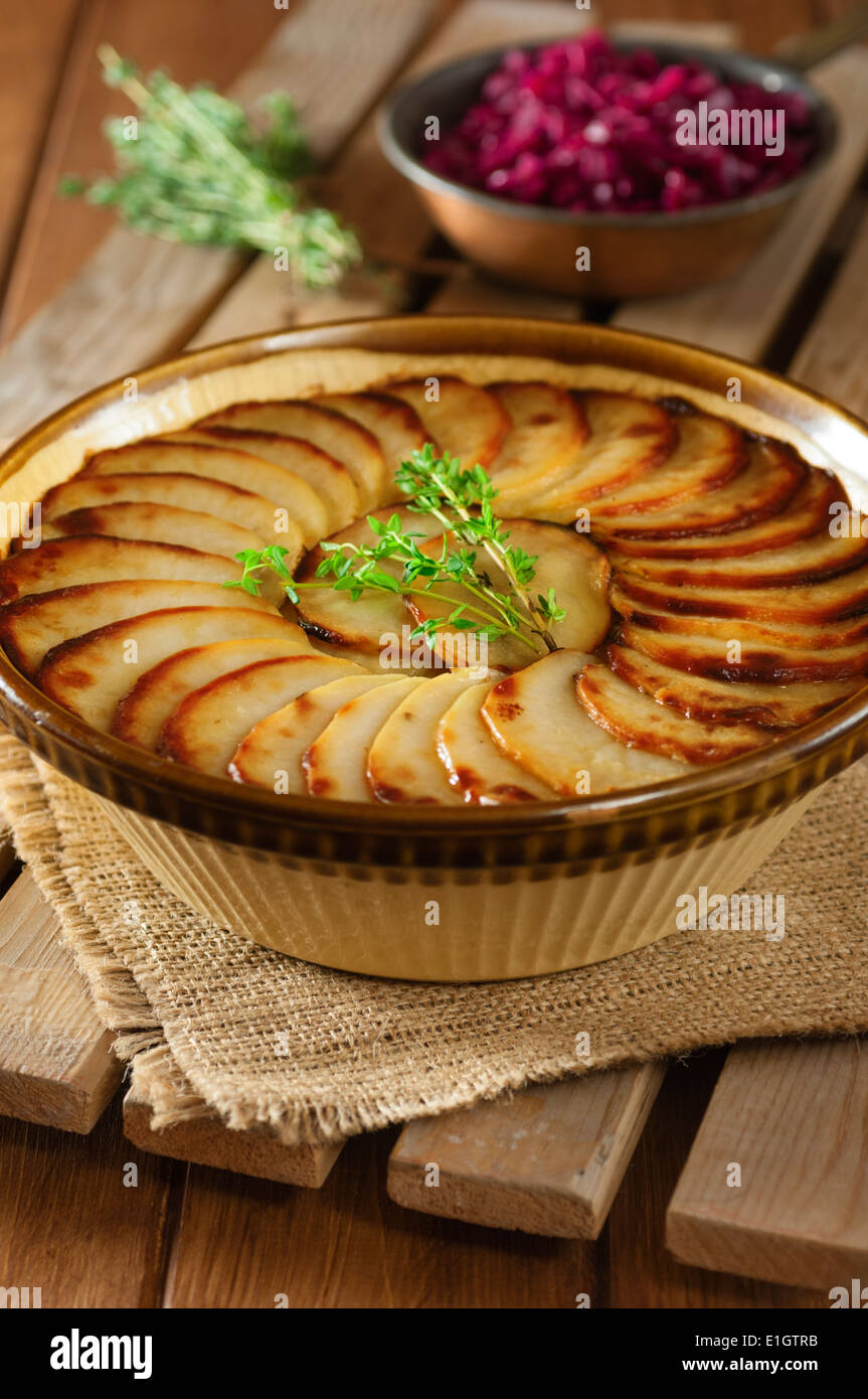 Lancashire hotpot Traditional lamb and potato dish UK Food Stock Photo