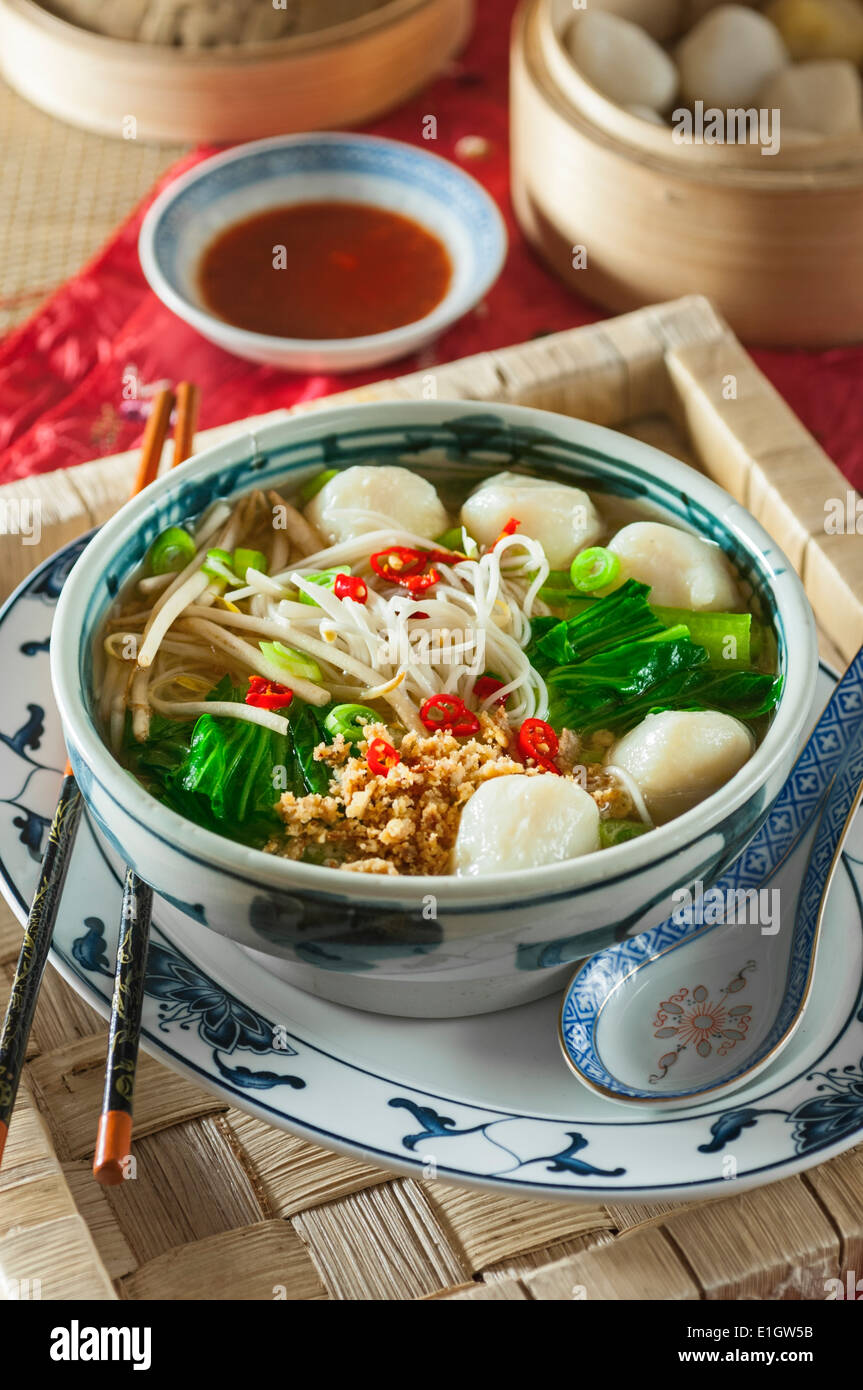 Chinese fish ball noodle soup Stock Photo - Alamy