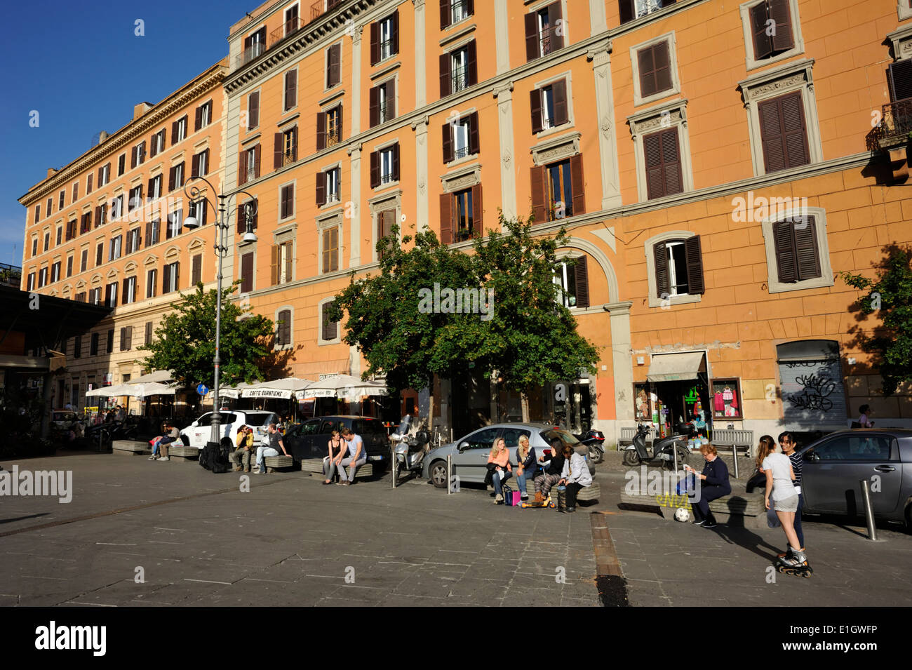 Italy, Rome, Trastevere, Piazza San Cosimato Stock Photo