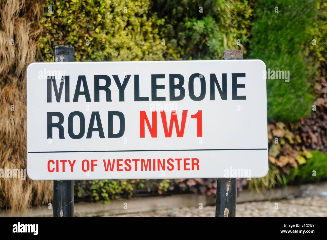 Road sign for Marylebone Road, City of Westminster, London Stock Photo