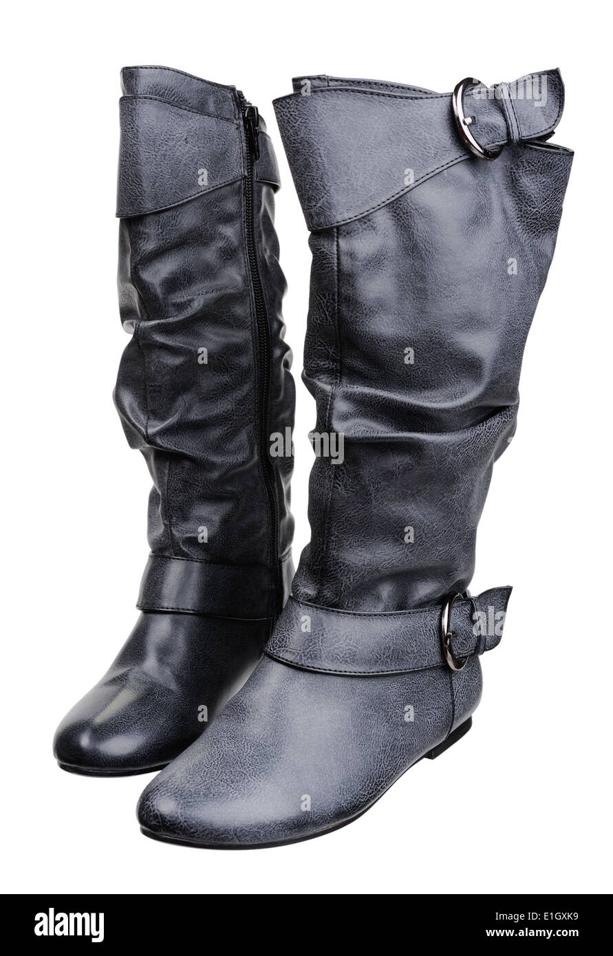 A pair of women boots, isolated on white background Stock Photo - Alamy