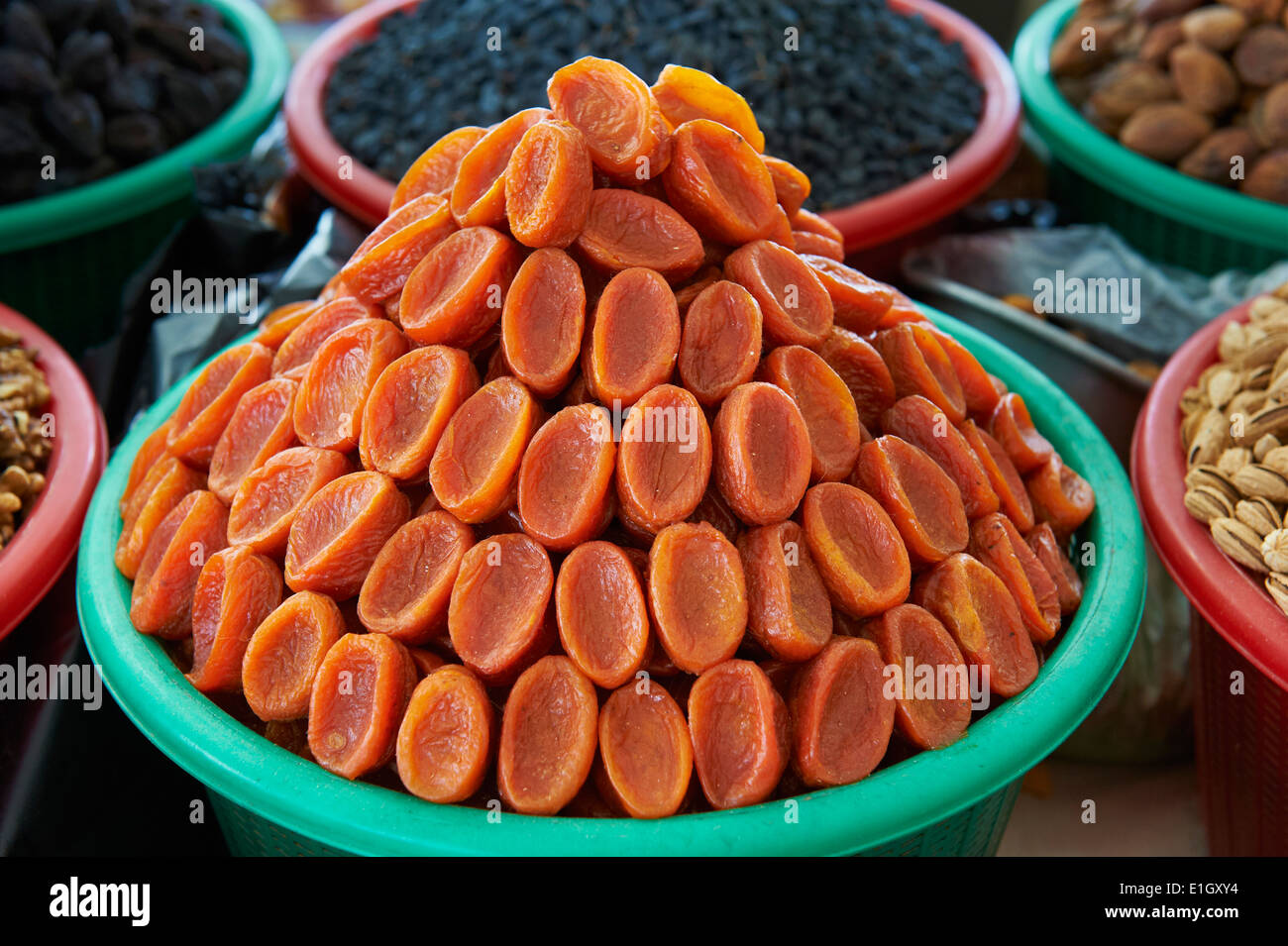 Uzbekistan, Samarkand, Siob Bazar, local market, dry fruit Stock Photo