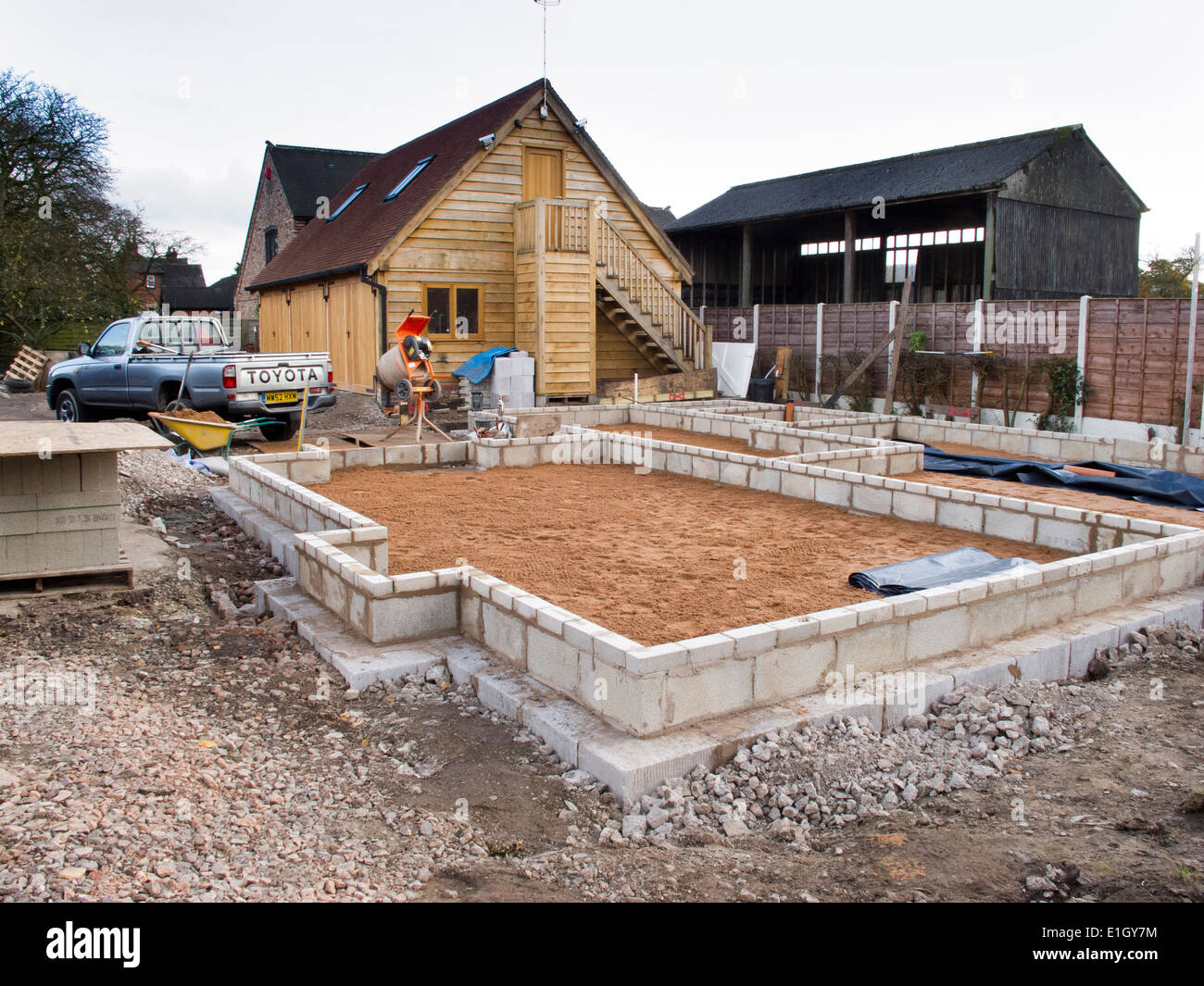 Self Building House Sand Screed On Compacted Floor Base Awaiting