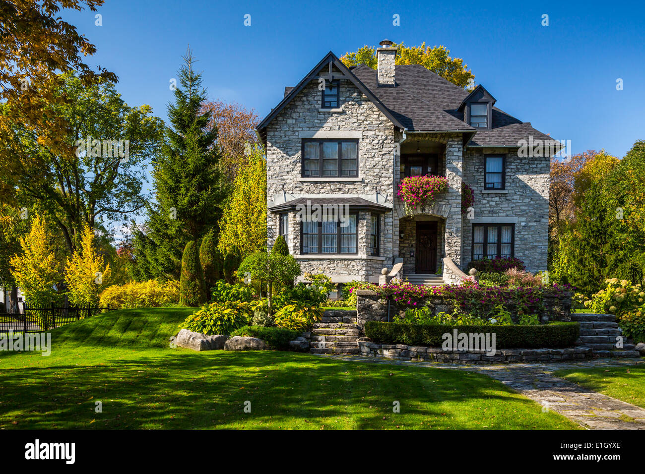 A large home with fall foliage color in Quebec City, Quebec, Canada